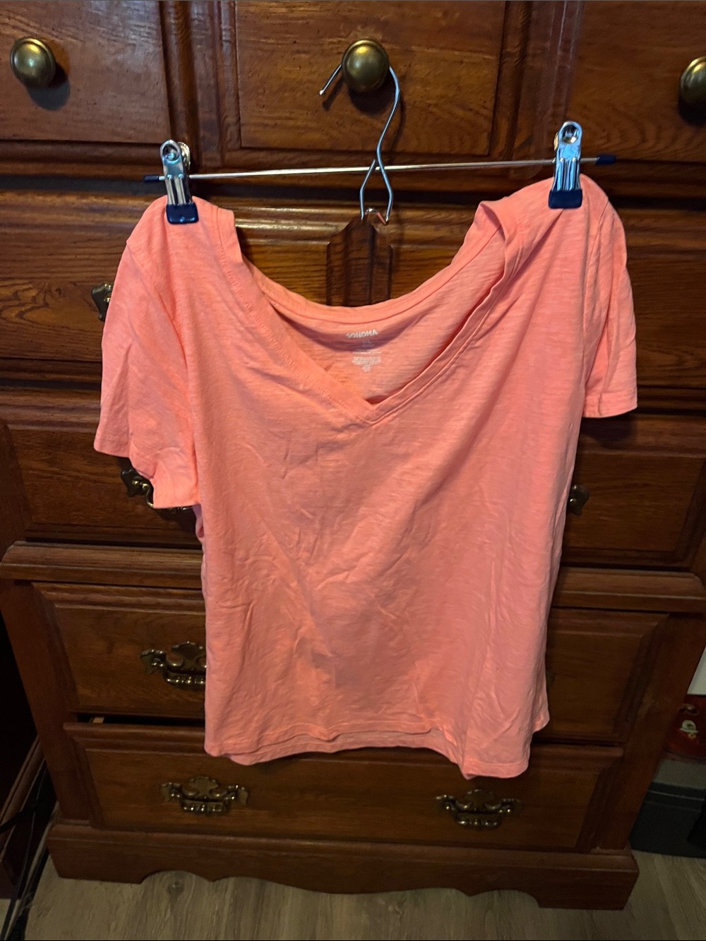 Sonoma Coral V-Neck Short Sleeve Tee